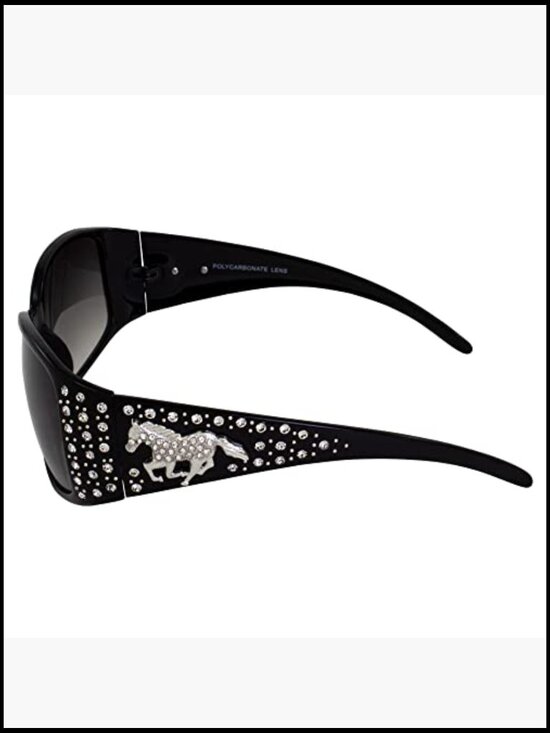 Studded Horseshoe Sunglasses with Rhinestones & Metal Accents